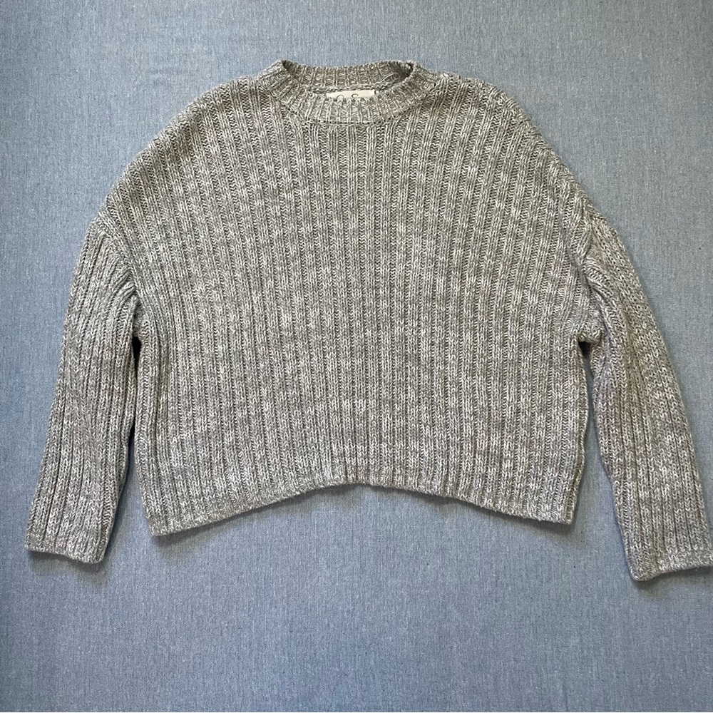 Jessica Simpson Mock Neck Chunky Mix Knit Sweater Size XS Silver White